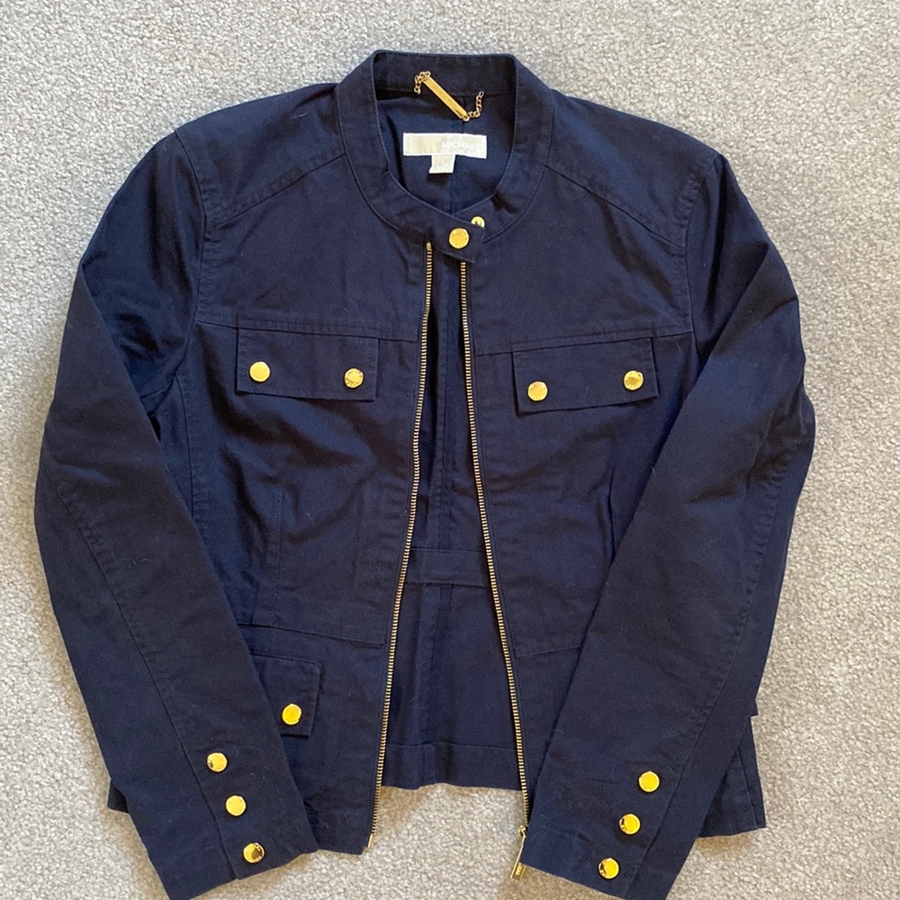 MICHAEL Michael Kors Navy Jacket with Gold Accents